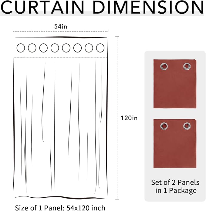 Easy-Going 100% Waterproof Outdoor Curtains 54x120 inch, Terra Red | Windproof - Image 7
