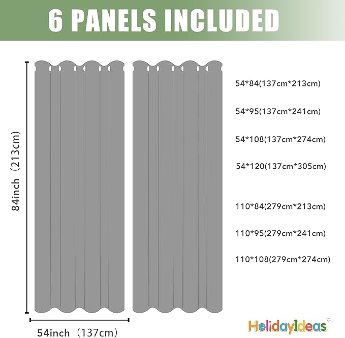 HolidayIdeas Outdoor Curtains for Patio Waterproof 6 Pcs 54x95 Inch Taupe | - Image 7