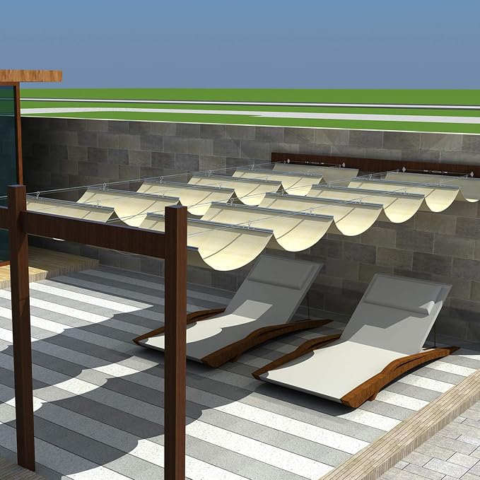 Windscreen4less 7' x 22' Retractable Sun Shade Canopy Cover Sliding Wave Shade - Image 7