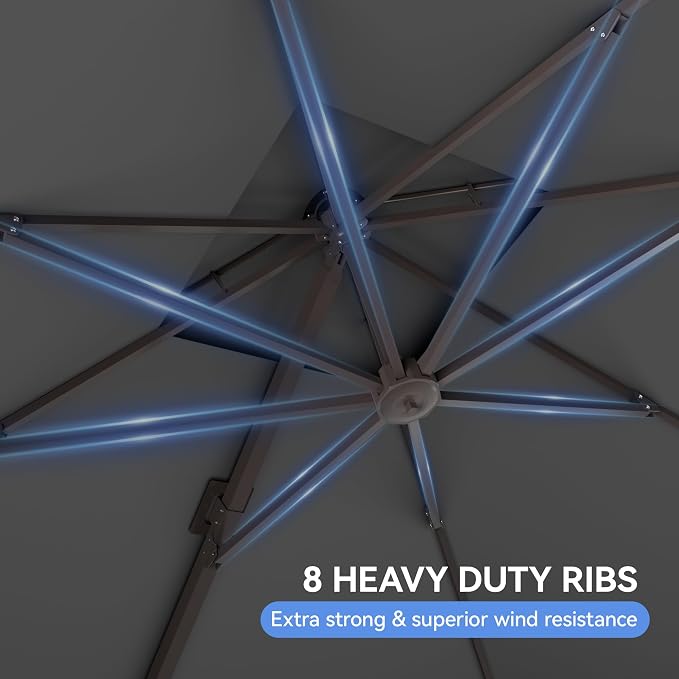 10x10FT Cantilever Outdoor Patio Umbrellas,Double Top Large Square Umbrella - Image 7