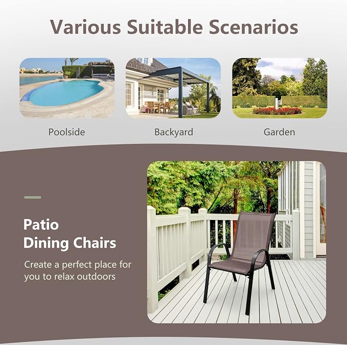 Giantex Patio Chairs Set of 4, Stackable Outdoor Dining Chairs - Image 8