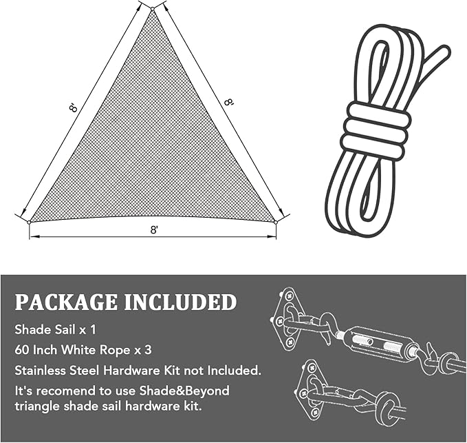 Shade&Beyond Custom Sun Shade Sail 17'x17'x24' Triangle Black Sun Sail Shades - Image 7