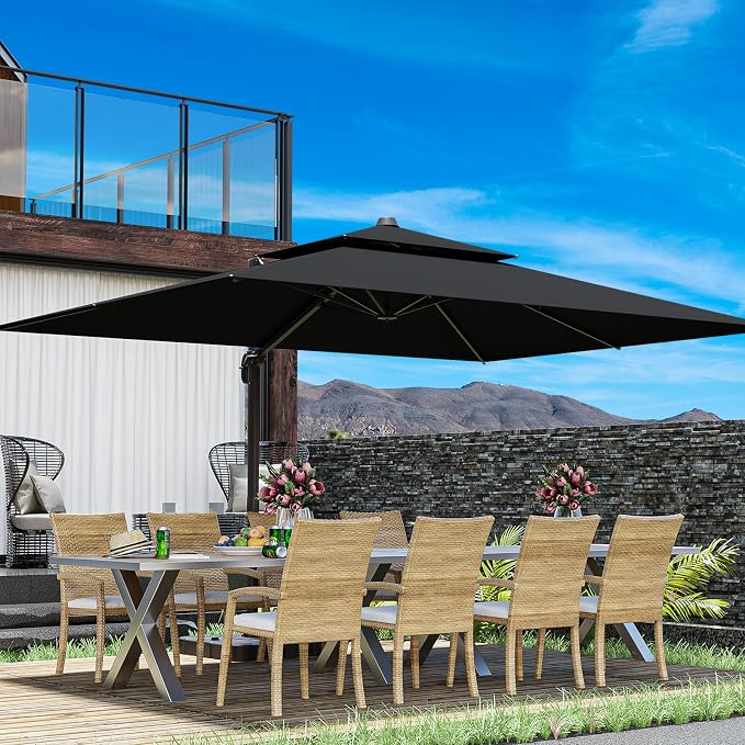 10x13FT Cantilever Outdoor Patio Umbrellas,Double Top Large Rectangle Umbrella - Image 7