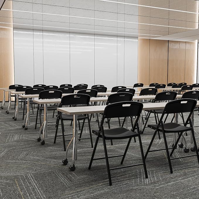 Bonnlo 8-Pack Black Plastic Folding Chairs, Portable Seat - Image 9