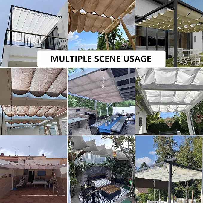 Retractable Wave Shade Cloth Waterproof 5' x 23' Sun Shade Sail Waterproof - Image 8