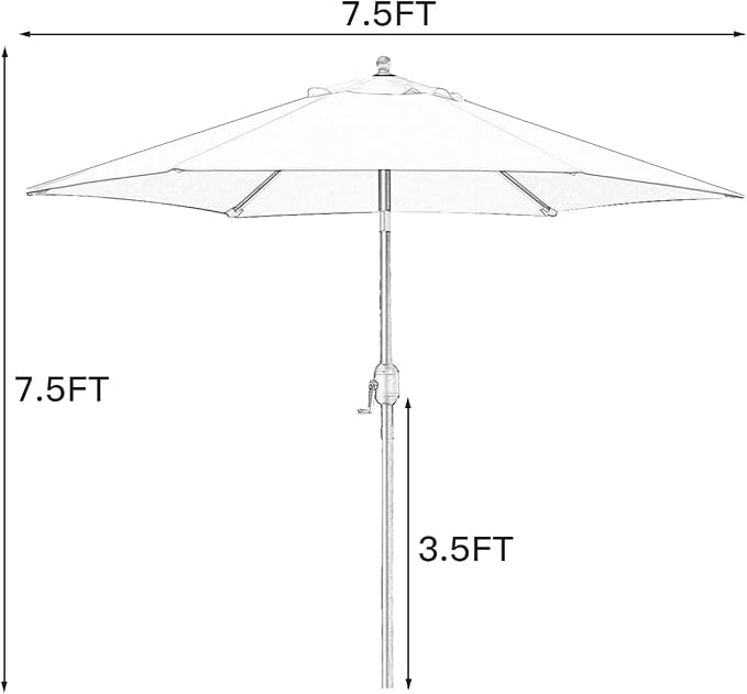 Sunnyglade 7.5' Patio Umbrella Outdoor Table Umbrella Tilt Crank Blue | Market - Image 3