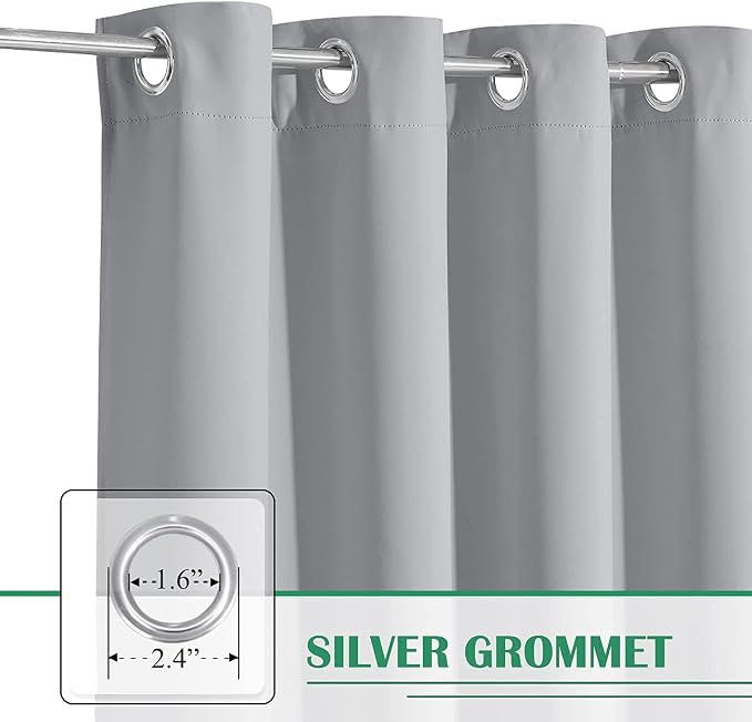 Porch Curtains Outdoor W70 x L84 Inch Silver Grey, 1 Panel | Grommet, Thermal - Image 2