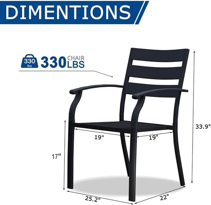 Patio Dining Chairs Set of 6, Metal Patio Furniture Set - Image 2