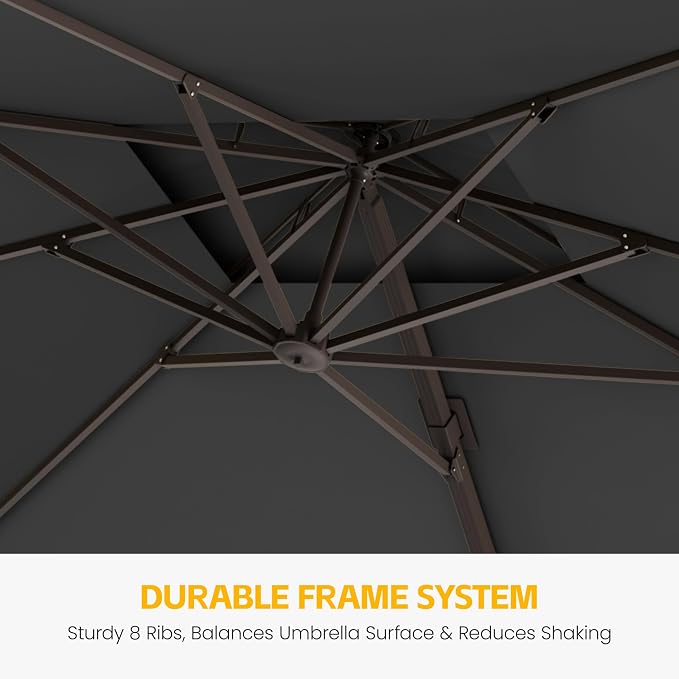 9x12 FT Patio Cantilever Umbrella, Rectangular Heavy Duty Offset Umbrella - Image 4