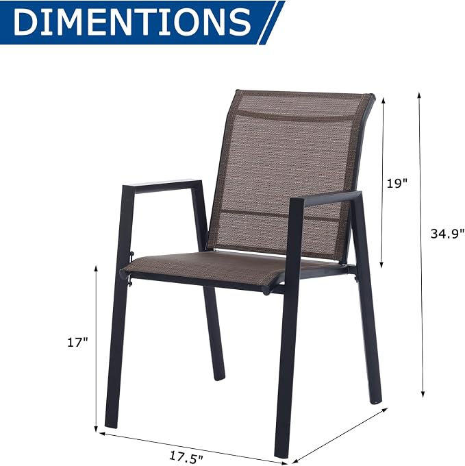 Outdoor Patio Chairs Set of 4, Mocha Stackable Outdoor Chairs, Lightweight - Image 6