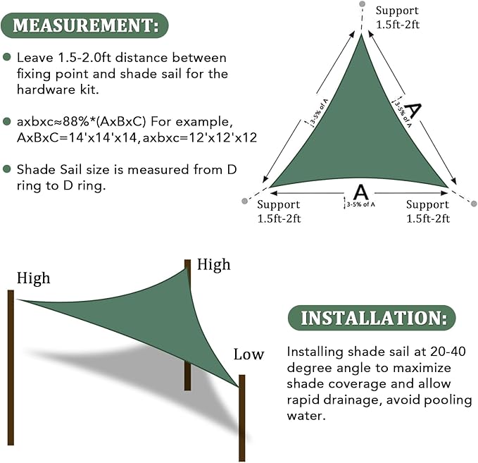 Shade&Beyond Custom Sun Shade Sail 14'x19'x23.6' Triangle Sun Sail Shades Patio - Image 6