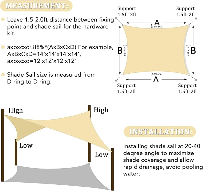 Shade&Beyond 20'x24' Sun Shade Sail Canopy Rectangle, UV Block Breathable - Image 6
