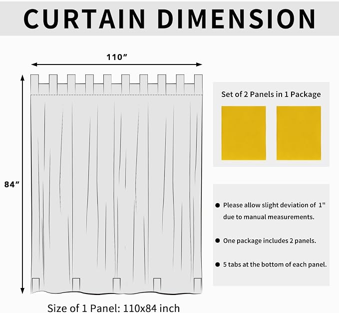 Easy-Going Outdoor Patio Curtains 2 Panels, 110x84 inch, Porch and Pergola - Image 6