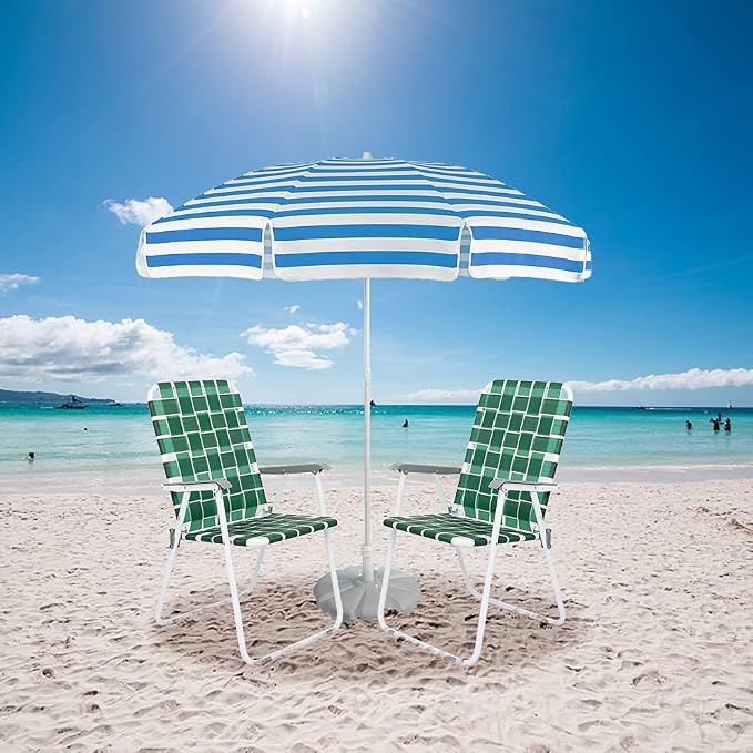 VINGLI Patio Lawn Webbed Folding Chairs Set of 4, Outdoor Beach Chair Portable - Image 2