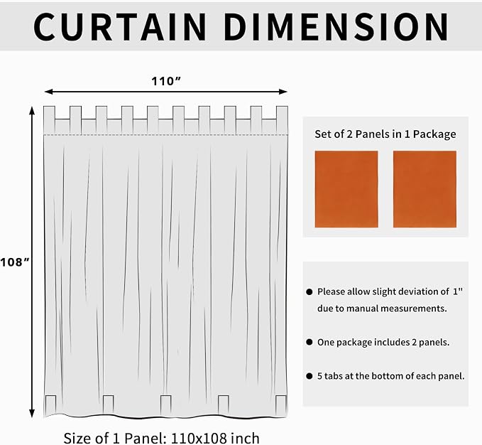 Easy-Going Outdoor Patio Curtains 2 Panels, 110x108 inch, Porch and Pergola - Image 6