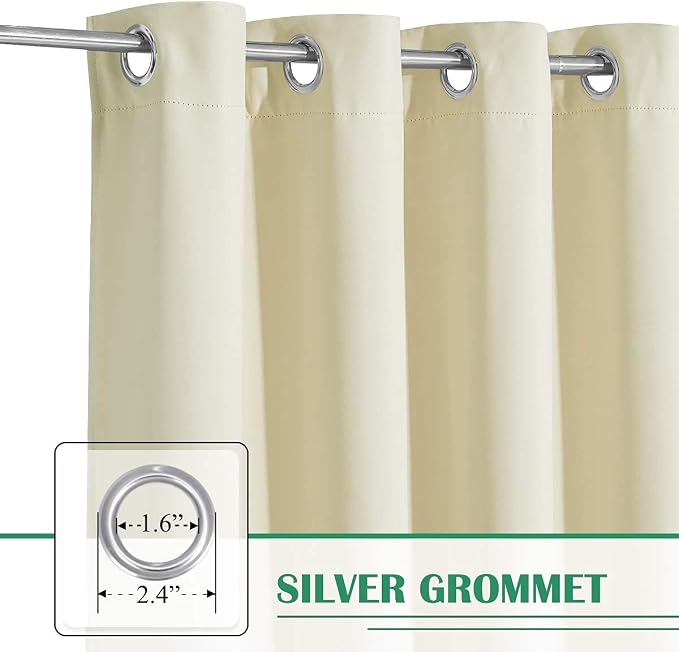 Patio Waterproof Curtains W52 x L108 Inch Natural Beige, 1 Panel | Extra Long - Image 2