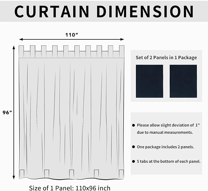 Easy-Going Outdoor Patio Curtains 2 Panels, 110x96 inch, Porch and Pergola - Image 6