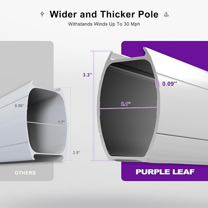 PURPLE LEAF Cantilever Umbrella 10' X 10' Double Top LED Light, Deep Beige | 7 - Image 2