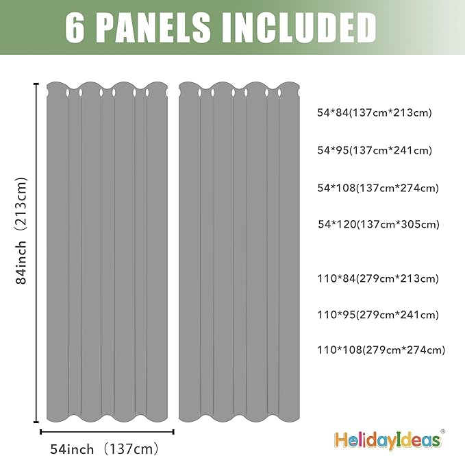 HolidayIdeas Outdoor Curtains for Patio Waterproof 6 Pcs 54x84 Inch Navy | - Image 7