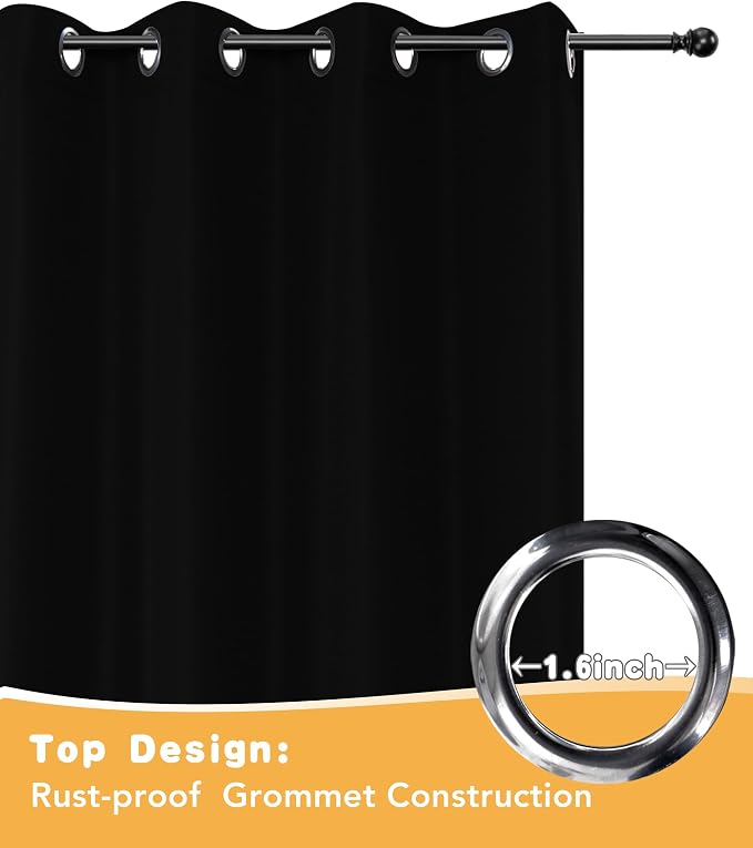 HolidayIdeas Outdoor Curtains for Patio Waterproof 4 Pcs 54x120 Inch Black | - Image 4