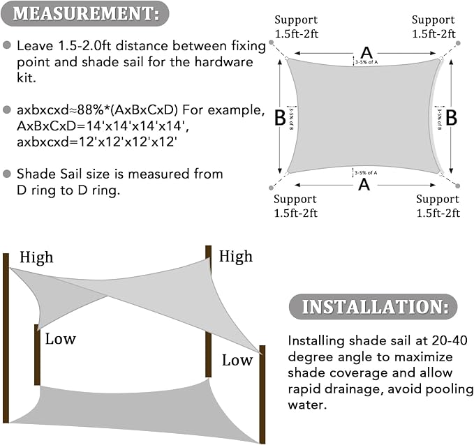 Shade&Beyond 6'x9' Sun Shade Sail Canopy Rectangle, UV Block Breathable Curved - Image 5