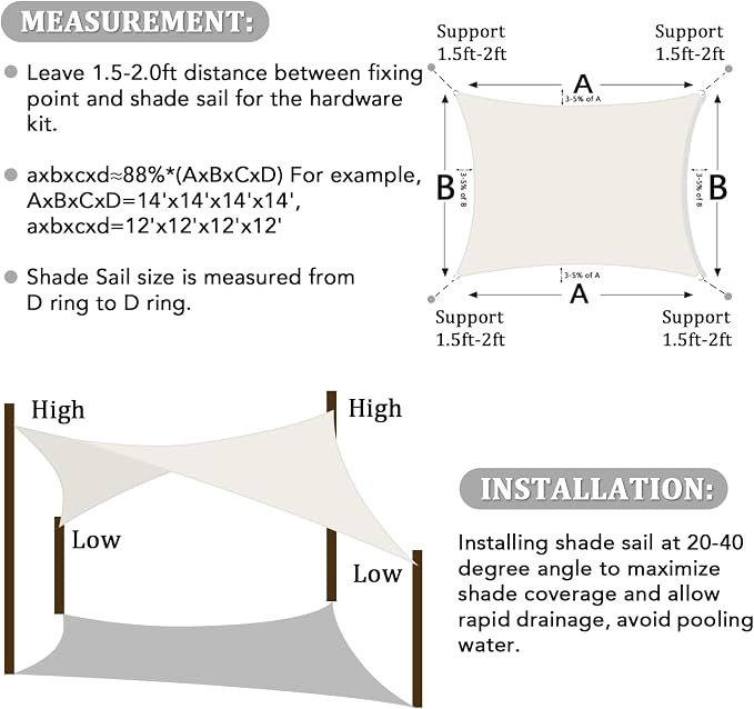 Shade&Beyond 7'x14' Sun Shade Sail Canopy Rectangle, UV Block Breathable Curved - Image 6