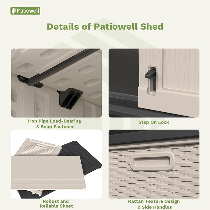 Patiowell Shelf of 26/50 Cu Ft Outdoor Storage Cabinet, 2 Shelves, Waterproof - Image 6