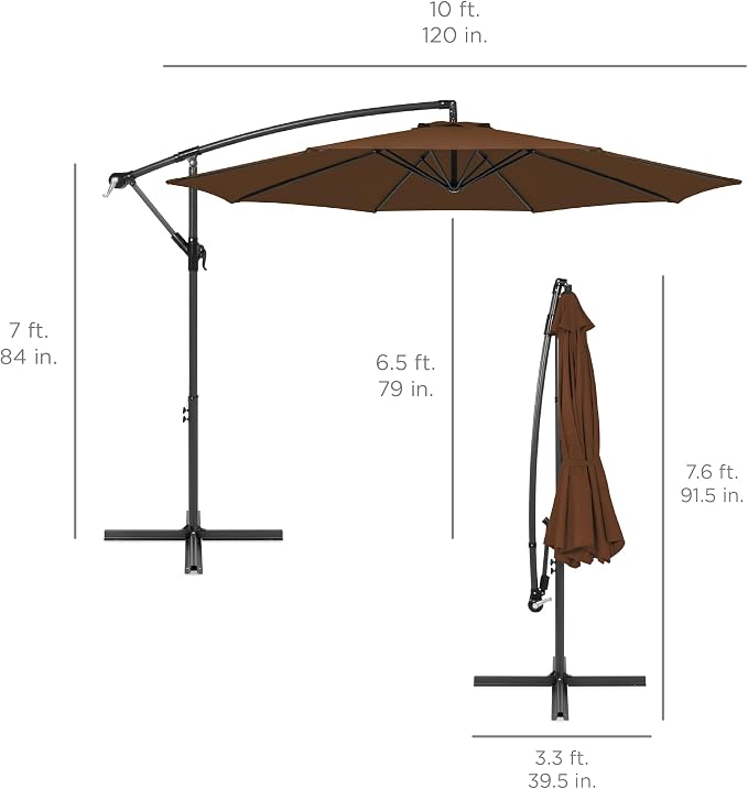 Best Choice Products 10ft Offset Cantilever Hanging Market Patio Umbrella - Image 7