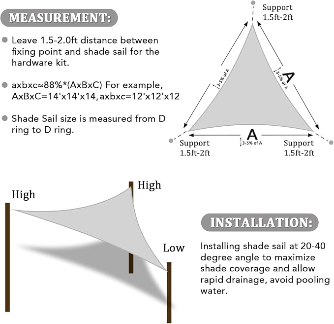 Shade&Beyond Custom Sun Shade Sail 16'x18'x24.1' Triangle Sun Sail Shades Patio - Image 6