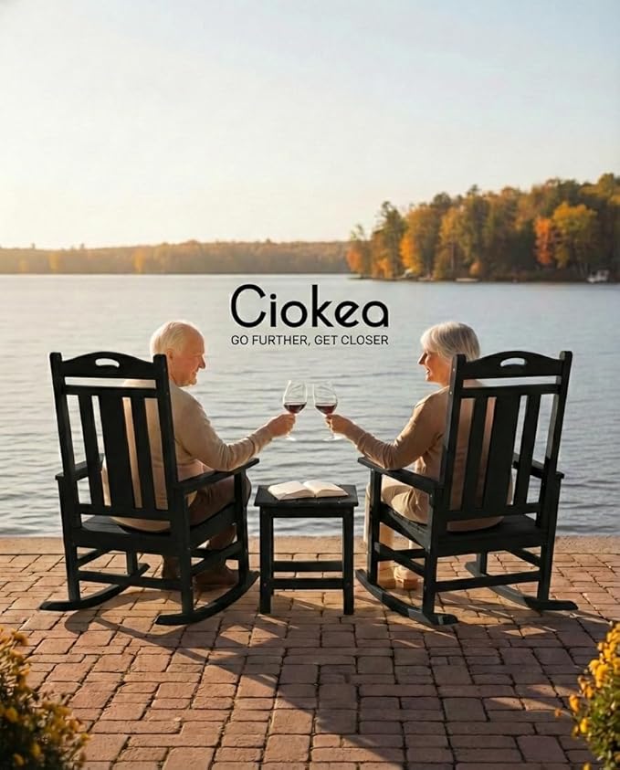 Oversized Outdoor Rocking Chair, 380lbs Heavy-Duty Large Patio Rocker, Weather - Image 4