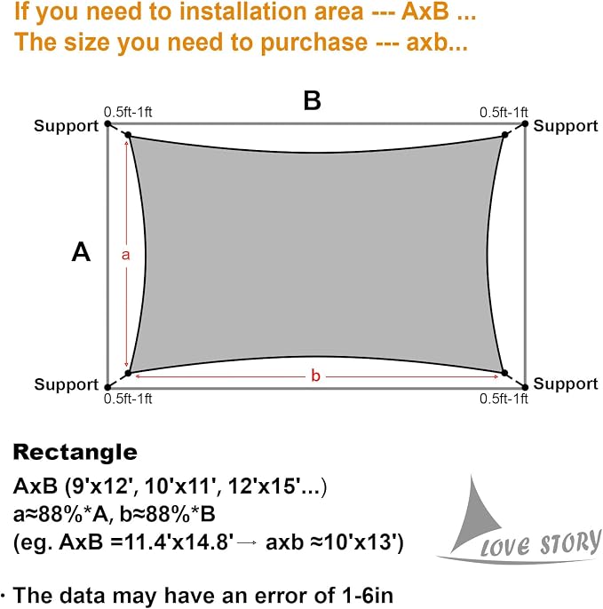 LOVE STORY Custom Size 14' x 20' Sun Shade Sail - Image 2
