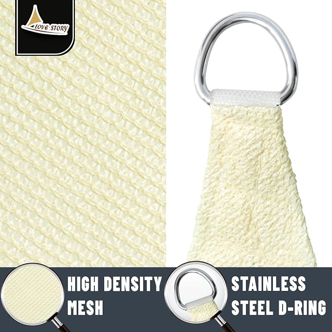 LOVE STORY Custom Size 19' x 19' x 19' Sun Shade Sail, Butter Cream | HDPE - Image 5