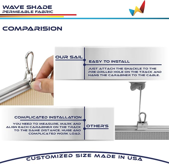 Windscreen4less 7' x 30' Retractable Sun Shade Canopy Cover Sliding Wave Shade - Image 5