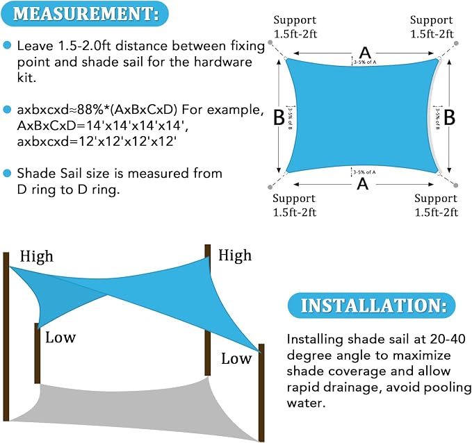 Shade&Beyond 14'x20' Sun Shade Sail Canopy Rectangle, UV Block Breathable - Image 6