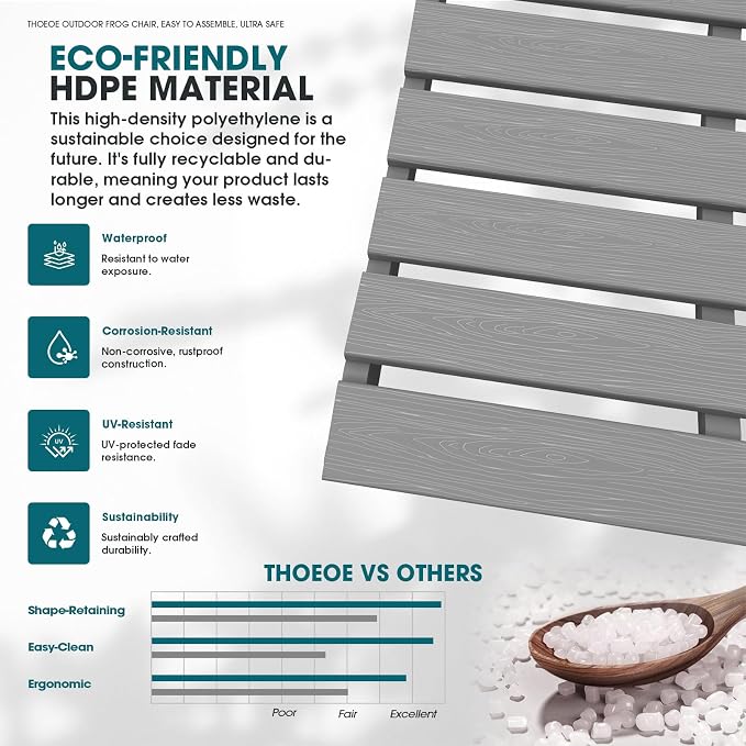 THOEOE Outdoor Rocking Chairs, Oversized Patio Rocking Chair | HDPE Outdoor - Image 5
