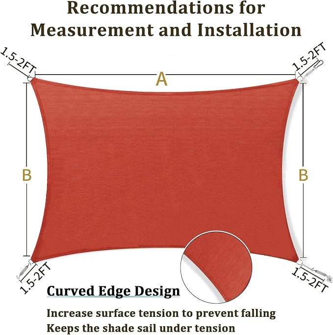 Shade&Beyond 7'x8' Sun Shade Sail Canopy Rectangle, UV Block Breathable Curved - Image 5