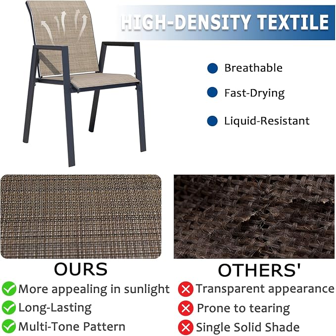 Outdoor Patio Chairs Set of 4, Mocha Stackable Outdoor Chairs, Lightweight - Image 3