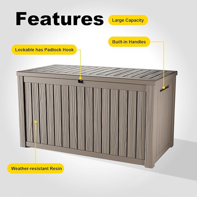 230 Gallon Outdoor Deck Box, Resin Waterproof Storage Box - Image 6
