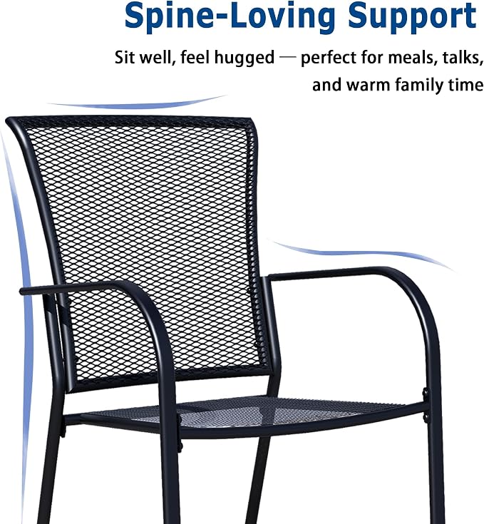 Patio Dining Chairs Set of 4, Metal Mesh Patio Furniture Set - Image 3