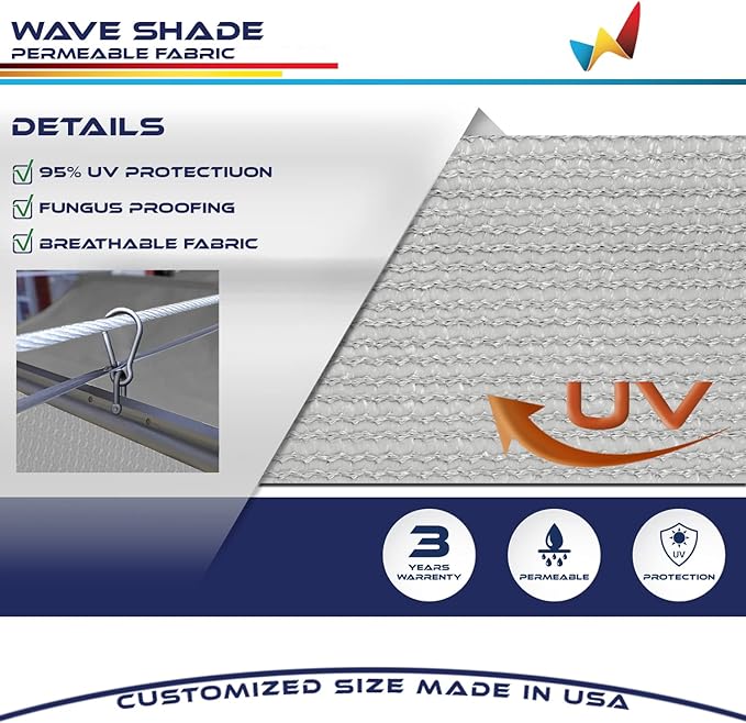 Windscreen4less 3' x 19' Retractable Sun Shade Canopy Cover Sliding Wave Shade - Image 3