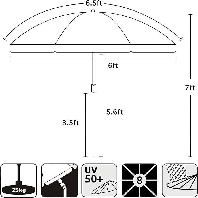 AMMSUN Patio Umbrella, 6.5 ft Outdoor Table Umbrella - Image 6
