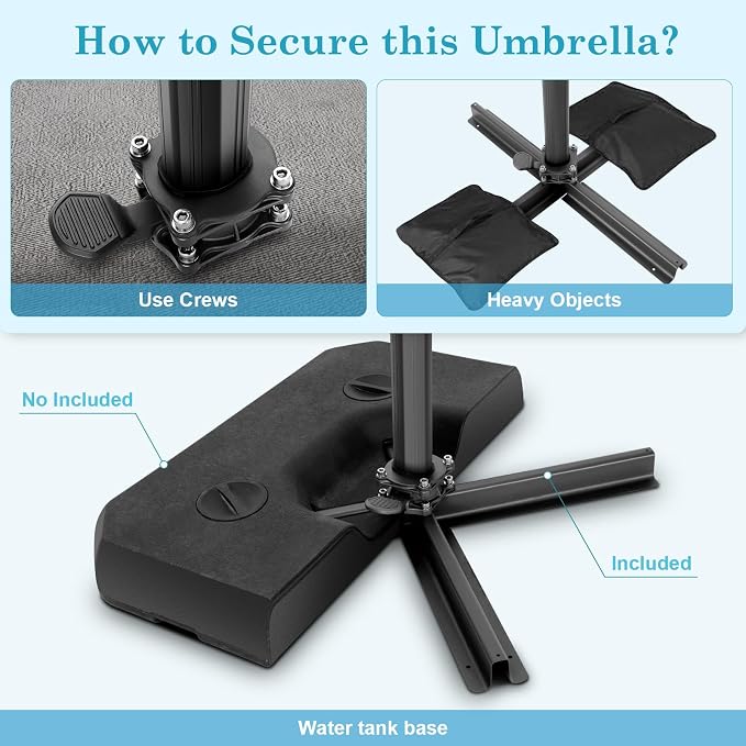 HOTEEL 10x10ft Patio Umbrella Cantilever Umbrella Double Top - Image 4