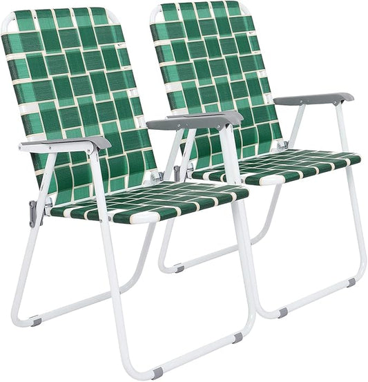 VINGLI Patio Lawn Webbed Folding Chairs Set of 4, Outdoor Beach Chair Portable by VINGLI