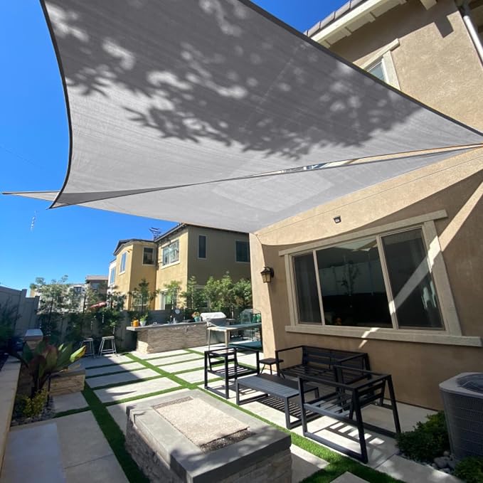 Sun Shade Sail 10'x12'x15.6' Light Grey Triangle Custom Size | 95% UV Block by SUNLAX