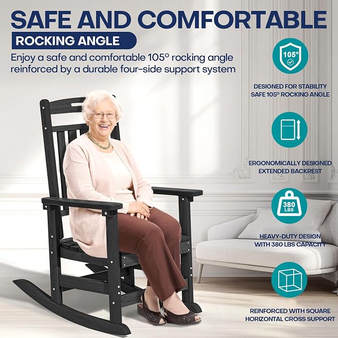 Oversized Rocking Chair Set of 4, HDPE Outdoor All-Weather, Extra Large & Extra - Image 6