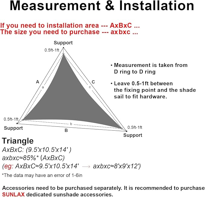 Sun Shade Sail 8'x16'x17.9' Light Grey Triangle Custom Size | 95% UV Block - Image 2