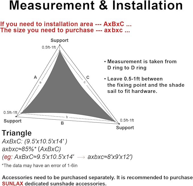 Sun Shade Sail 10'x12'x15.6' Light Grey Triangle Custom Size | 95% UV Block - Image 2