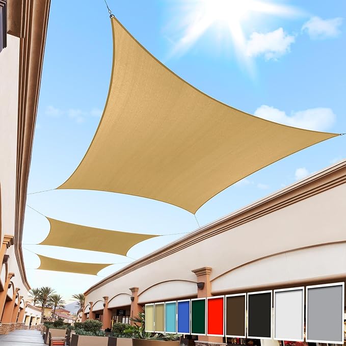 Royal Shade 12' x 12' Sand Beige Square Sun Shade Sail Canopy Outdoor Patio by RoyalShade