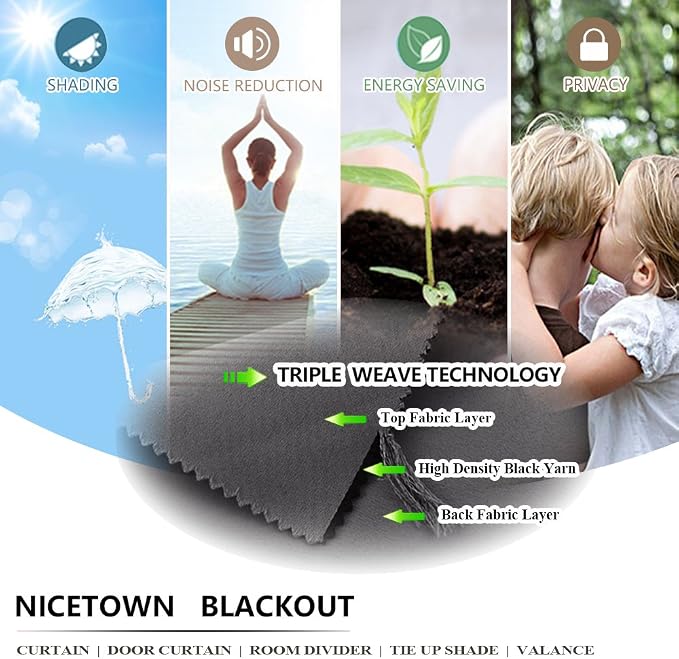 NICETOWN Weighted Outdoor Patio Curtain & Drape Waterproof 84 Long, Top and - Image 8