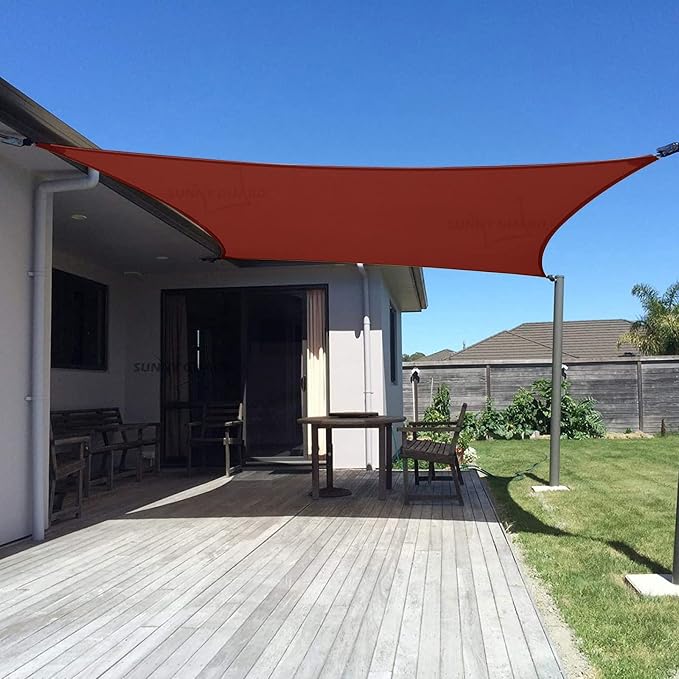 SUNNY GUARD Custom Size 7'x8' Terra Red Sun Shade Sail Rectangle UV Block Shade by SUNNYGUARD